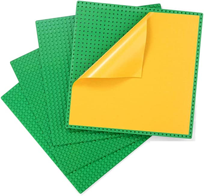 Peel-and-Stick Baseplates, Self Adhesive Building Brick Plates, Compatible with All Major Brands - 4 Pack (10